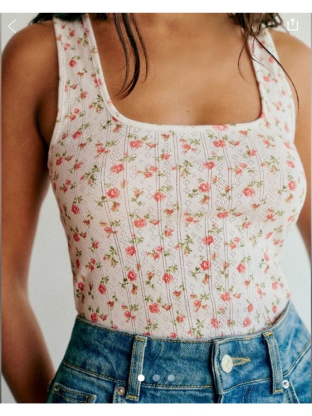 NWOT Sezane Juan Top Pointelle Mady Print - Cotton Floral Tank